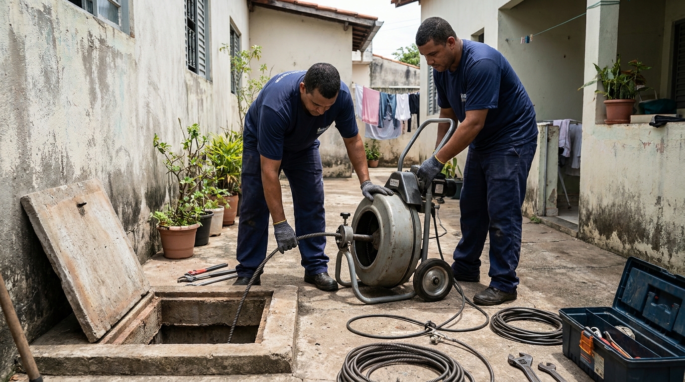 Desentupimento de Coluna Sanitária no Satélite, Belo Horizonte‑MG